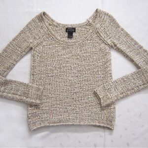 Torn by Ronny Kobo Scoop Neck Knit Pullover Sweater in Beige Size S EUC